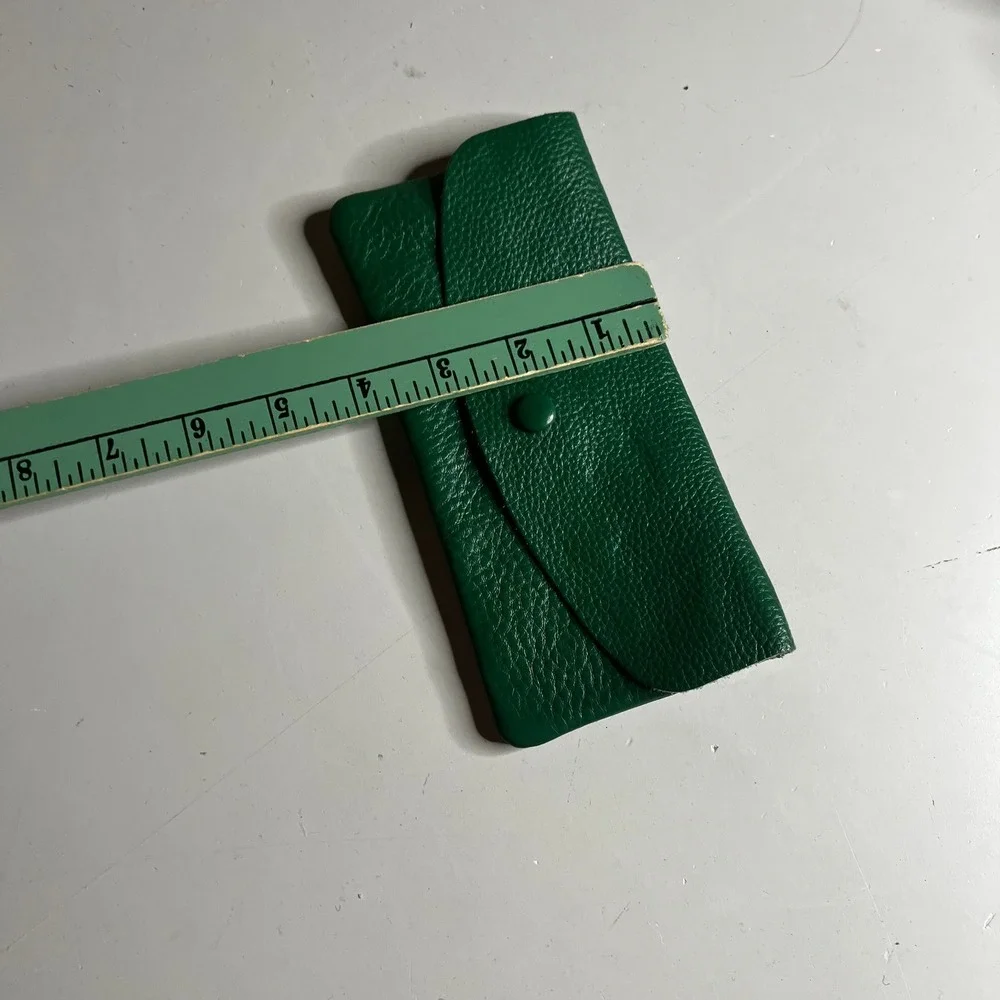 Pelletteria Veneta Venezia‎ Green Pebbled Leather Handmade Wallet Italy Snap Zip